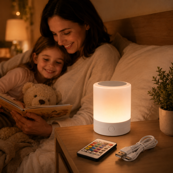 Настільна LED лампа нічник Mini touch lamp / Портативний світильник-нічник від USB / Нічник акумуляторний RGB | Зображення 1
