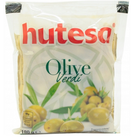 Испанские оливки зеленые с косточкой Hutesa, в пакете 180г, Польша