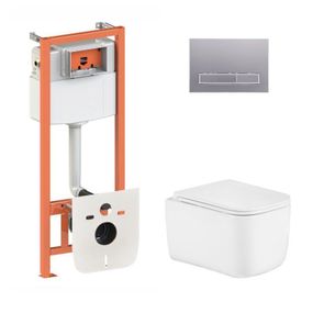 Готовое решение Qtap для ванной комнаты: подвесной унитаз Gemini Ultra Quiet 485×340×350 + комплект инсталляции Nest 4 в 1