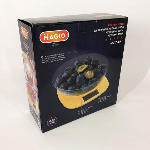 Ваги кухонні MAGIO MG-290, кухонні ваги зі знімною чашею, електронні ваги для продуктів. Колір: жовтий | Зображення 5