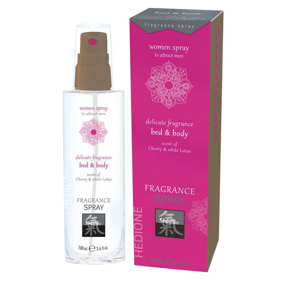 Спрей для тела и постели с феромонами и афродизиаками SHIATSU Fragrance Вишня и белый лотос, 100 мл Sex Aura