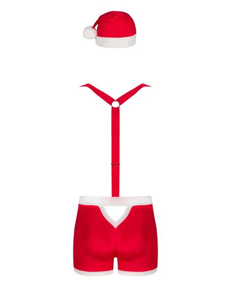 Мужской эротический костюм Санта-Клауса Obsessive Mr Claus 2XL/3XL, боксеры на подтяжках, шапочка с | Зображення 5