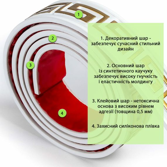 Молдинг 3000х50х6 мм Білий із золотом SW-00002688 | Зображення 2