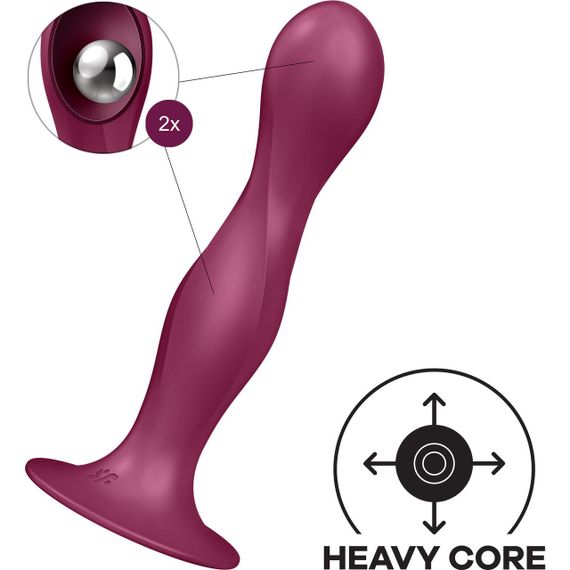 Дилдо Satisfyer Double Ball-R Red, унісекс, рухомі кульки всередині, на присосці | Зображення 1