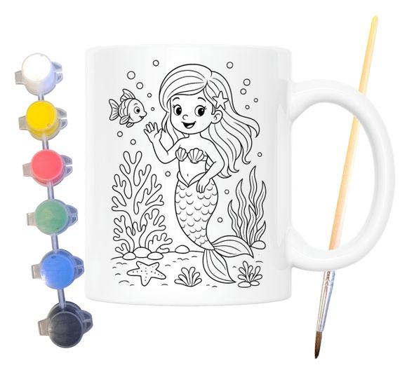 Набір для творчості кружка розмальовка Маленька Русалонька 330 мл біла (КР0125) | Зображення 1