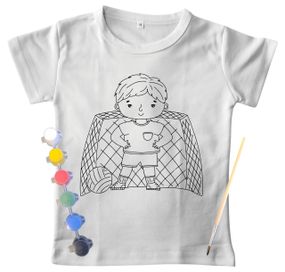 Детский набор для творчества Футболка раскраска Футболист Вратарь белая (ДФ0006)
