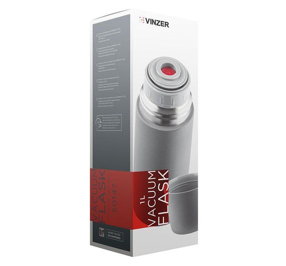 Термос для напоїв 1 л Vinzer 50147, нержавіюча сталь, зберігає тепло і холод | Зображення 3