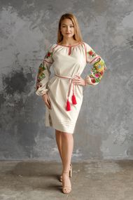 Женское платье вышиванка серое