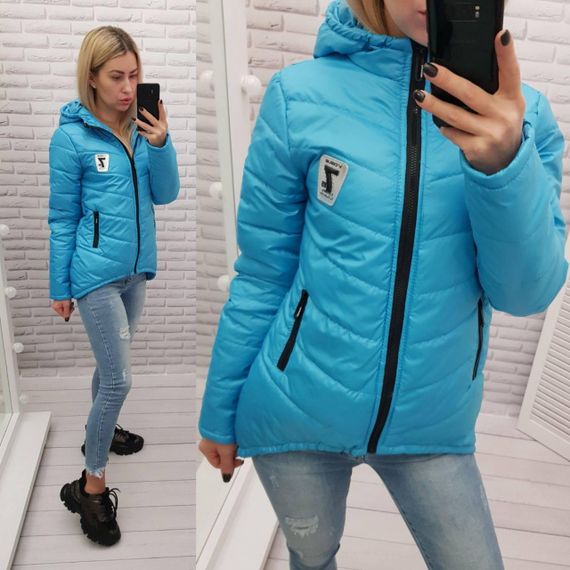 Жіноча демісезонна куртка з емблемою, арт.210/7, блакитний | Зображення 6