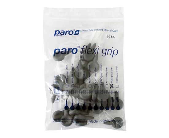 Міжзубні щітки paro® FLEXI-GRIP, xх-великі, чорні, циліндричні (Ø щітки 11.5 мм, ДОО* 3.1 мм), 1уп. х 30 шт. | Зображення 1