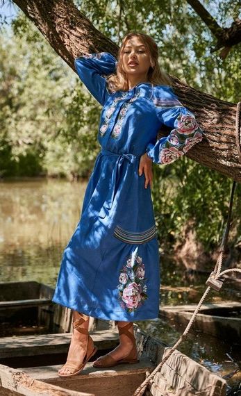 Платье  вышиванка  лен