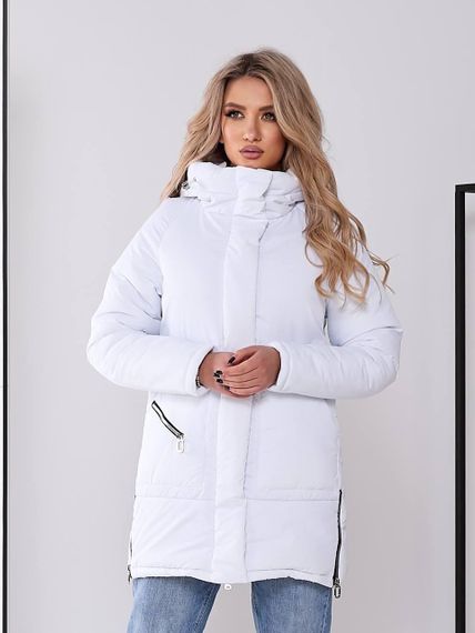 Жіноча зимова куртка з капюшоном, арт. 509, білий | Зображення 7