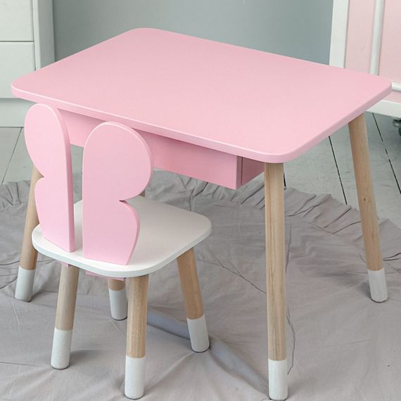 Дитячий столик і стільчик рожевий. Столик із шухлядою для олівців і розмальовок | Зображення 3