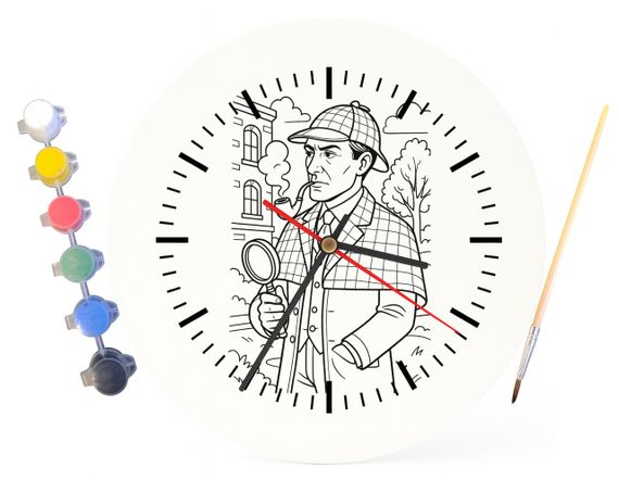 Детский набор для творчества часы-раскраска по мотивам Шерлок Холмс (Артур Конан Дойл) 30 см (Г0038) | Зображення 3