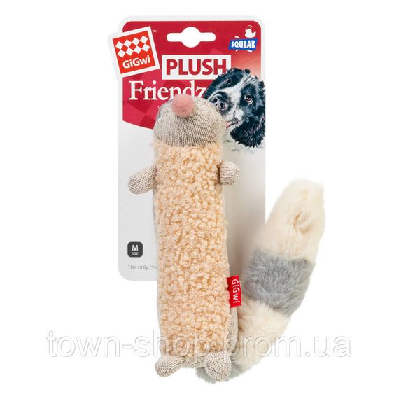 Игрушка для собак Енот с пищалкой GiGwi Plush, текстиль, 17 см | Зображення 1