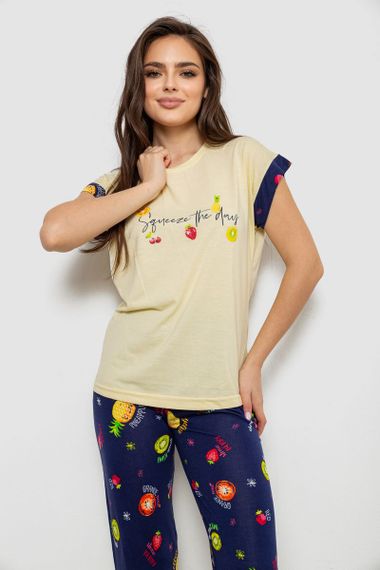 Піжама жіноча з принтом, колір жовтий, 243R2122 | Зображення 1