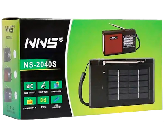 Радиоприемник портативный NNS NS-2040S Solar с фонарем, солнечной панелью, Bluetooth, USB, TF черный (24406-NS-2040S_844) | Зображення 5