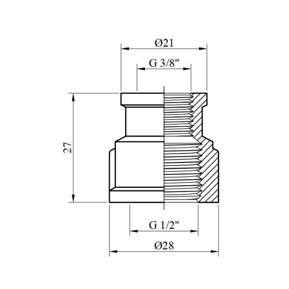 Муфта перехідна посилена LexLine 1/2"х3/8" ВВ латунна УК0331-В | Зображення 1