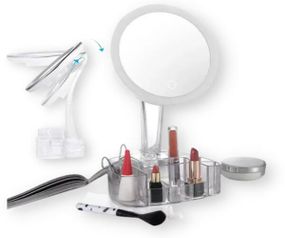 Многофункциональное зеркало Cosmetic mirror с LED подсветкой круглое 26LED 360° и органайзером XH-086 Белый (XH-086_276)