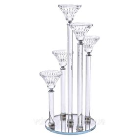 Подсвечник стеклянный на 5 свечей 16×37.5 см подсвечник декоративный прозрачный на ножке HP-4-18