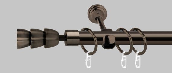 Карниз для штор металлический, однорядный 19 мм, Графит (ЕМ152) 300 см.