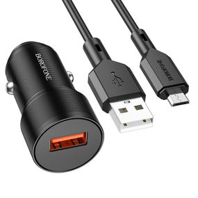 АЗП Borofone BZ19A Wishdom QC3.0 (1USB-A) + кабель USB to MicroUSB Black