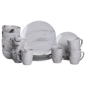 Столовый набор посуды тарелок и чашек 24 предметов на 6 персон Marmor фарфоровый MD-24-2G