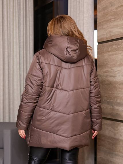 Женская теплая зимняя куртка с капюшоном NB23053 размер 42/44 цвет коричневый | Зображення 4