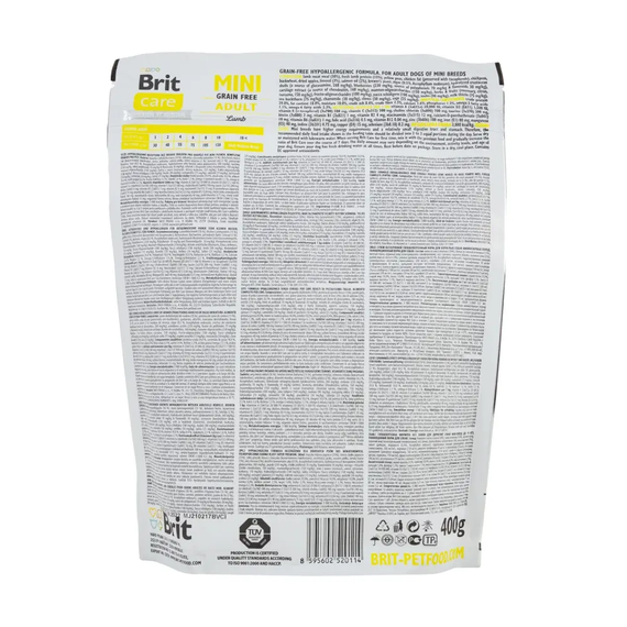 Сухой корм Brit Care Grain Free Mini Adult для взрослых собак ягненок 400г | Зображення 1