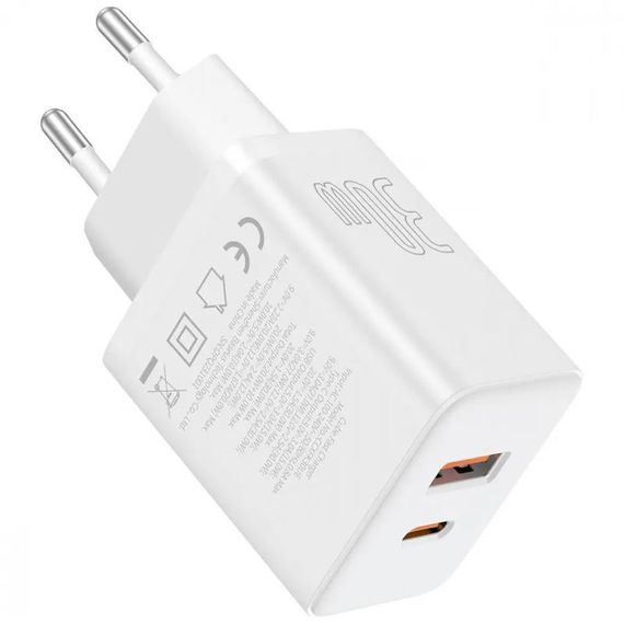 СЗУ Baseus Cube Pro Fast Charger PD30W (1USB-A/1C) (P10111404) Moon White | Зображення 3