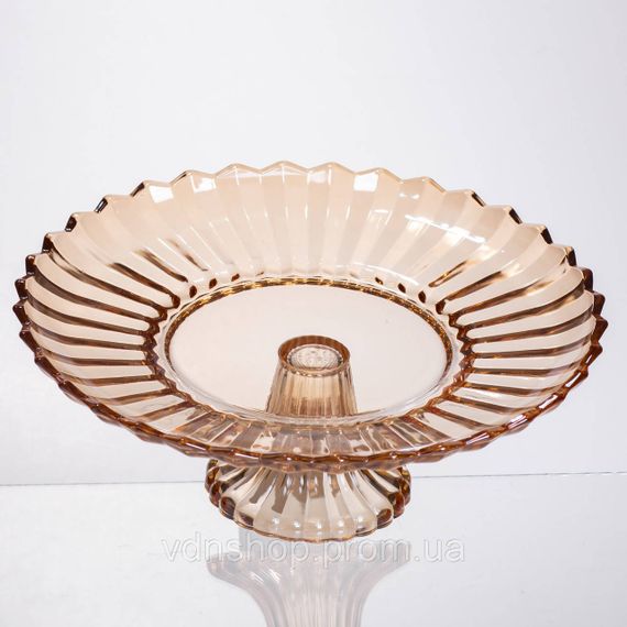 Фруктовниця скляна на ніжці Ø29 (см) кругла ваза цукерниця для фруктів Коричневий 64486-19 | Зображення 3