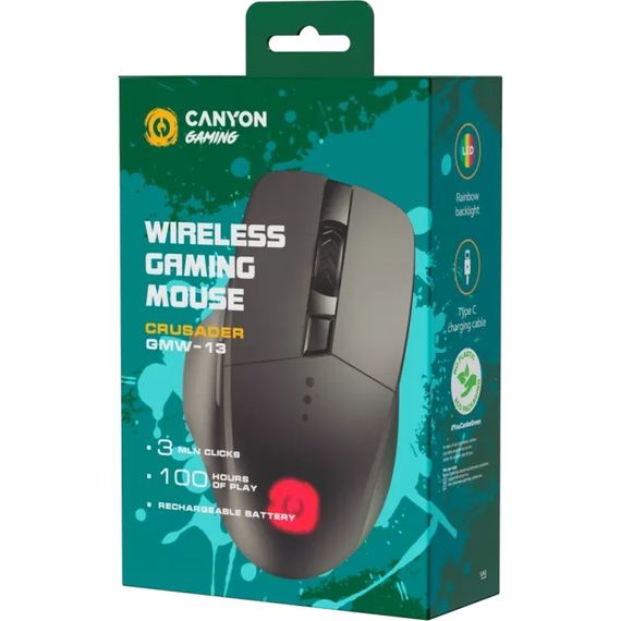 Мишка Canyon Crusader GMW-13 RGB Wireless Black (CND-SGMW13) | Зображення 5