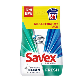 ✨ Пральний порошок Savex Premium Fresh 10 кг 🌿 Для білого та кольорового | До 66 прань