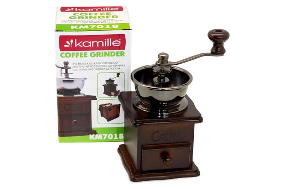 Кофемолка ручная Kamille - 205 мм деревянная (7018) | Зображення 3