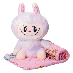 М'яка іграшка-плед, подушка 3 в 1 Лабубу 50 см Рожевий ТМ COLORFUL HOME LAB1P