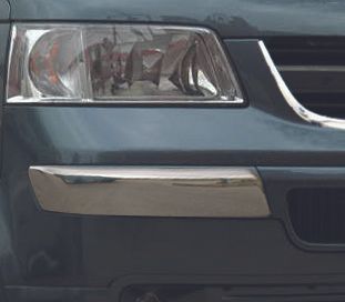 Уголки на передний бампер (2 шт, нерж) OmsaLine - Итальянская нержавейка для Volkswagen T5 Transporter