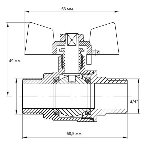 Кран шаровой Koer 3/4" ШШМ (KR.219) (KR0158) | Зображення 1