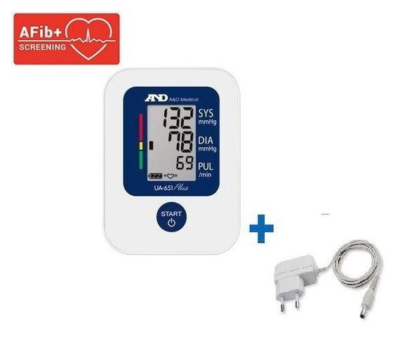 Тонометр AND UA-651 Plus Afib+ с адаптером автоматический на плечо гарантия 10 лет