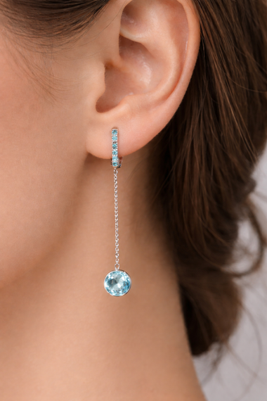 Серьги из белого золота с голубыми топазами S-0385 | Зображення 2
