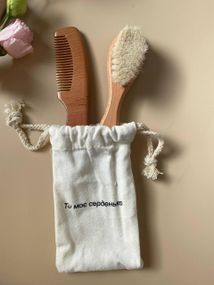 Щітка і гребінець для новонароджених з натуральним м'яким ворсом дитячий набір з двох предметів