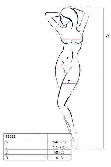 Бодистокинг комбинезон-сетка с имитацией чулок Passion BS061, Черный, S, M, L, S/M/L | Зображення 3