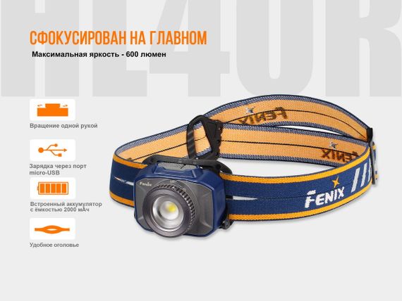 Ліхтар налобний Fenix HL40R Cree XP-LHIV2 LED синій | Зображення 9