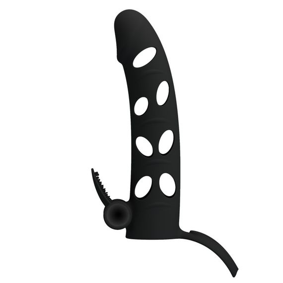 Насадка на член - Pretty Love Penis Sleeve With Ball Strap 5.98" Black Sex Aura | Зображення 5