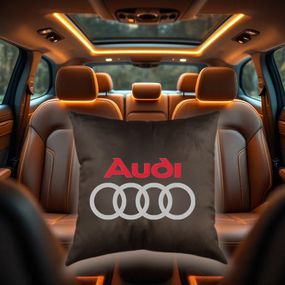 Авто Подушка з вишивкою логотипу марки Audi ауді коричневий автомобілісту 00454