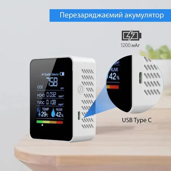 Монітор якості повітря GRILLI 5в1 White 777664 Код: 013477 | Зображення 2