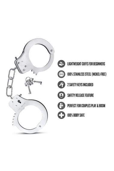 Наручники Blush Temptasia с ключами, серебристые, 27 см Sex Aura | Зображення 5