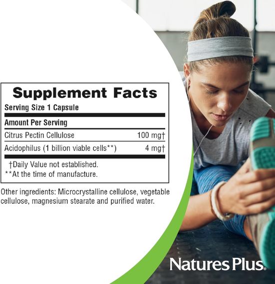 Пробиотики и пребиотики Nature's Plus Acidophilus with Pectin, 90 Capsules | Зображення 1