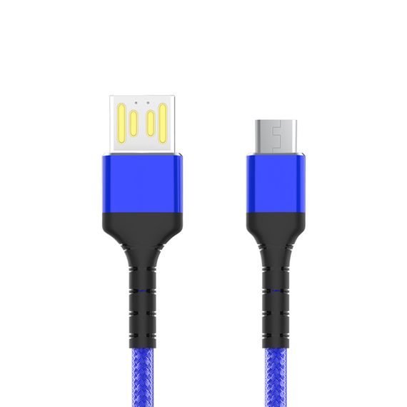 Кабель Aspor A180 Nylon LED USB — Type-C (2.4A/1м) — темно-синій