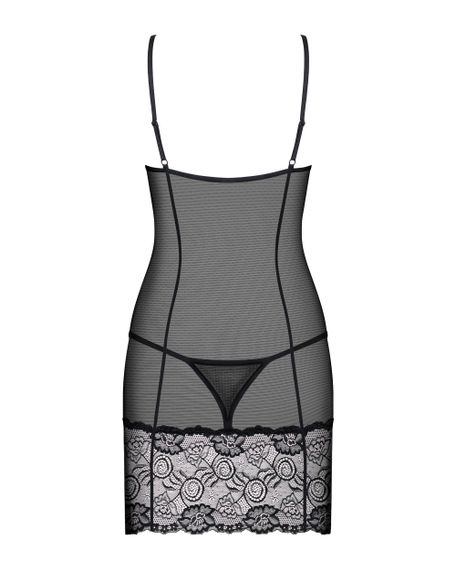 Сорочка Obsessive Alluria chemise Черный S/M | Зображення 3