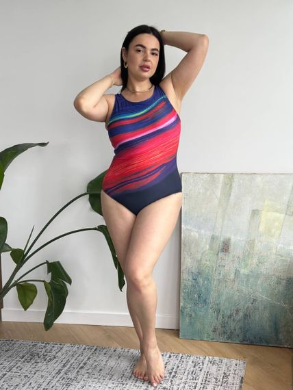 Жіночий суцільний яскравий купальник PLUS SIZE | Зображення 2